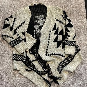 Western inspired wrap cardigan